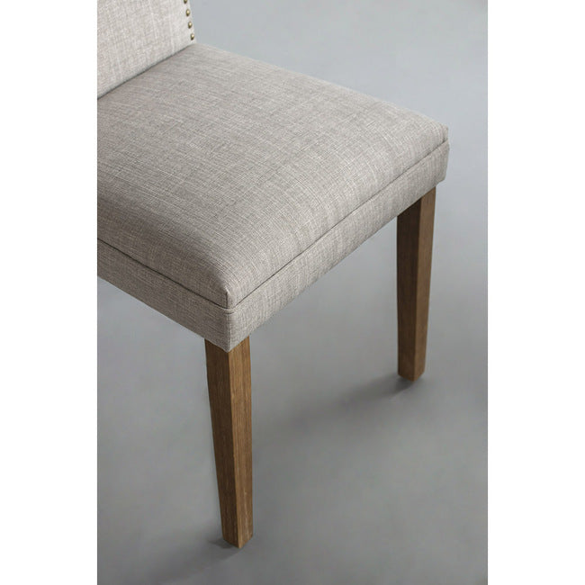 Studded Beige Armless Dining Chairs Set of 2