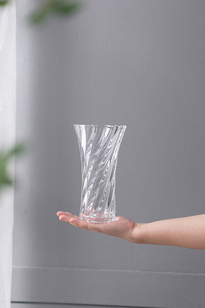 Clear Glass Curved Column Vase 20cmh