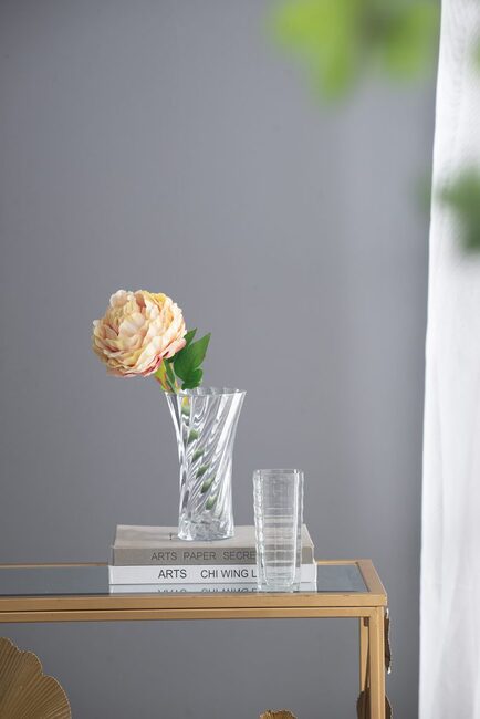 Clear Glass Curved Column Vase 20cmh