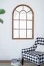 Coolum Arched Wall Mirror.  This decorative wall mirror boasts an oversized arched silhouette and a natural brown frame