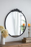 Baroque Black Round Wall Mirror 98cm.  The black framing makes this a striking focal piece.