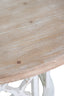 Lattice Farmhouse Dining Table ( Flat Pack For transport) Aged Plywood top and a round pedestal base embellished with mesmerizing cut-out patterns.