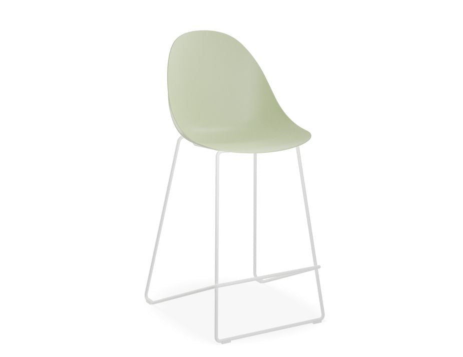 Pebble Mint Green Stool Shell Seat - Counter Stool 65cm Seat - Black Base