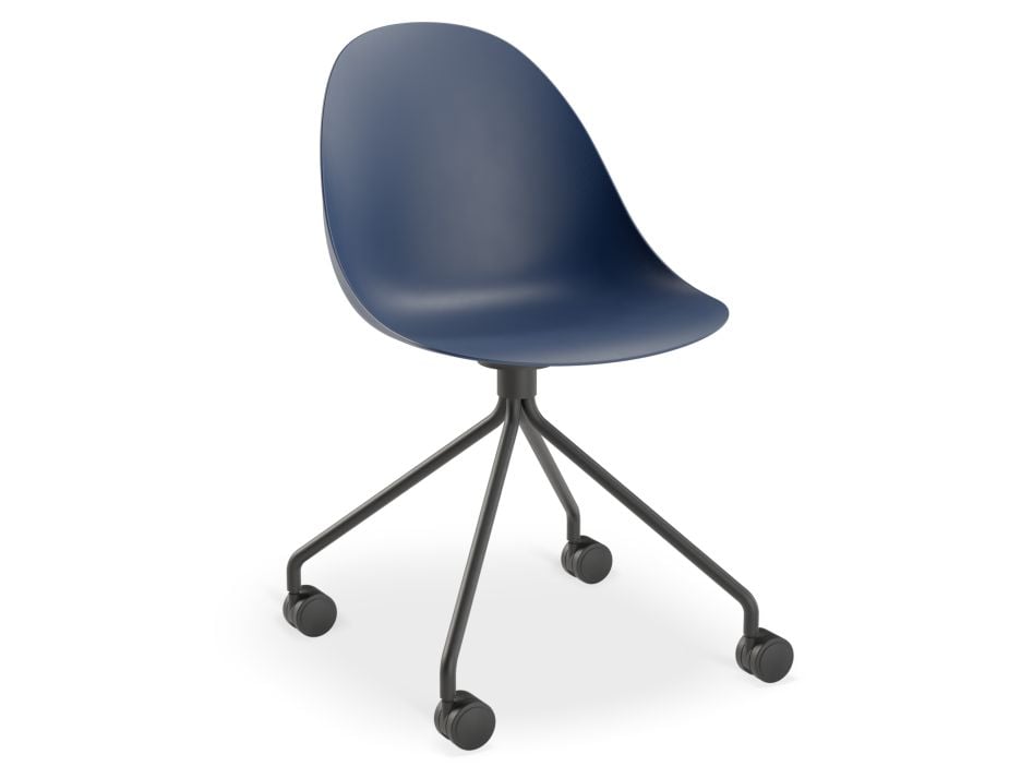 Pebble Chair Navy Blue with Shell Seat - Natural Beechwood Base