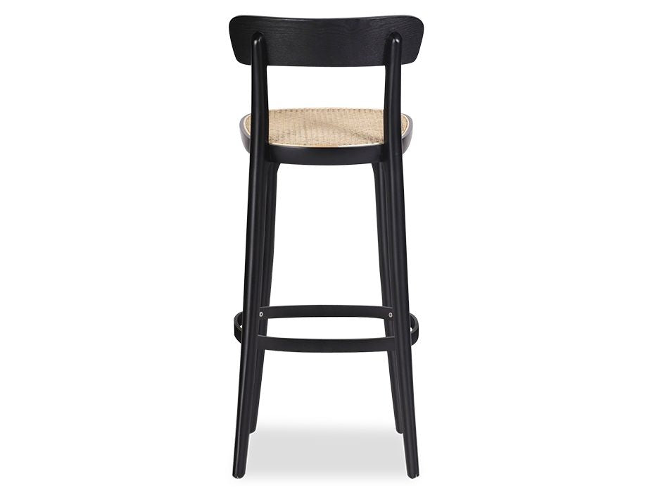 Liana Stool - Black - Cane Seat - 74cm Seat Height (Bar Bench)