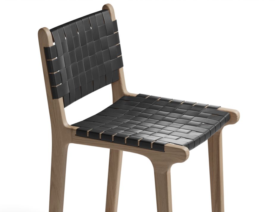 Brooklyn Bar Stool - Woven Black Seat / Natural Frame