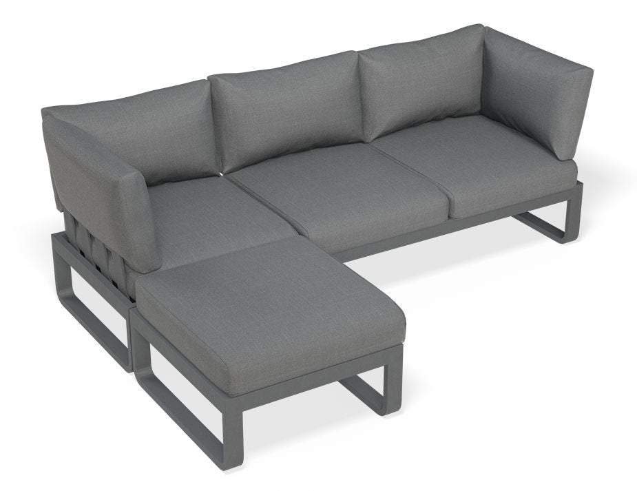 Fino Config C - Outdoor Modular Sofa in Matt Charcoal aluminium with Dark Grey Cushions