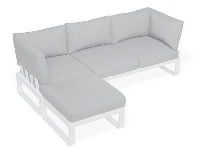 Fino Config C - Outdoor Modular Sofa in Matt White aluminium with Light Grey Cushions