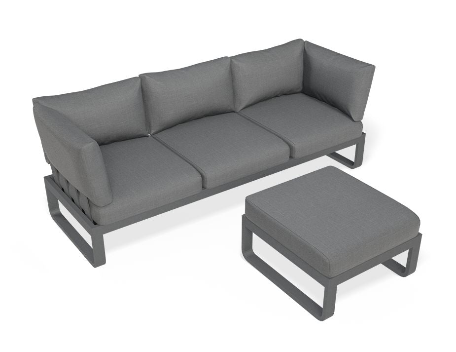 Fino Config C - Outdoor Modular Sofa in Matt Charcoal aluminium with Dark Grey Cushions