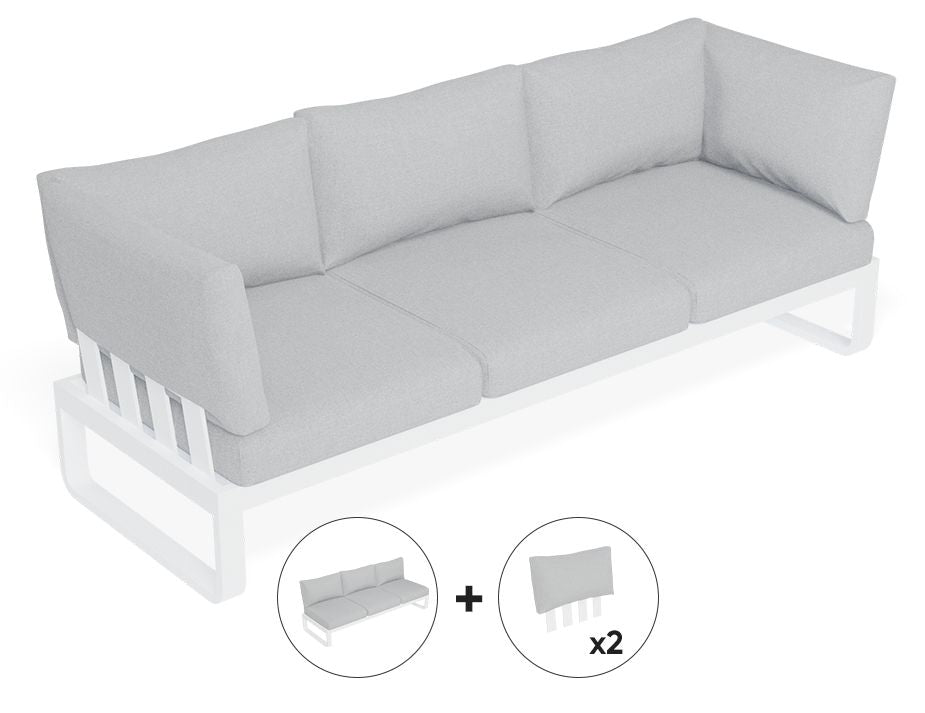 Fino Config A - Outdoor Modular Sofa in Matt White aluminium with Light Grey Cushions