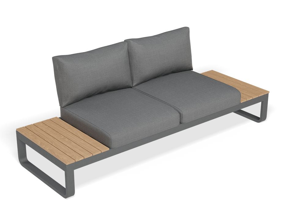 Fino Config B - Outdoor Modular Sofa in Matt Charcoal aluminium with Dark Grey Cushions