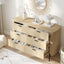 Fluted 6 Drawer Chest of Drawers Lowboy Dresser Storage Cabinet for Bedroom