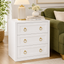 Modern White 3 Drawer Bedside Table with Gold Handles Bedroom Nightstand Cabinet Storage