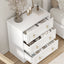 White 3 Drawer Bedside Table Set of 2 – Modern Nightstand Cabinets with Elegant Gold Ring Handles for Bedroom Storage