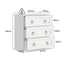 White 3 Drawer Bedside Table Set of 2 – Modern Nightstand Cabinets with Elegant Gold Ring Handles for Bedroom Storage