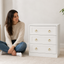 Modern White 3 Drawer Bedside Table with Gold Handles Bedroom Nightstand Cabinet Storage