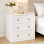 Modern White 3 Drawer Bedside Table with Gold Handles Bedroom Nightstand Cabinet Storage