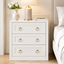 Modern White 3 Drawer Bedside Table with Gold Handles Bedroom Nightstand Cabinet Storage