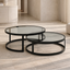 Nested Grey Glass Coffee Table - Black Base