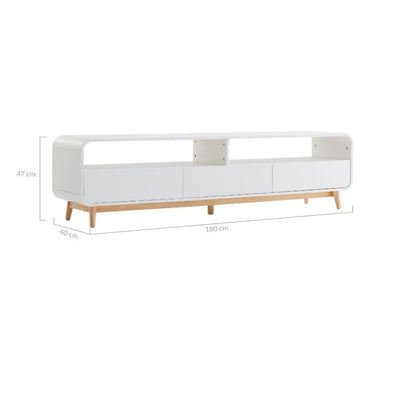 Merlin White Modern Retro TV Unit 180CM