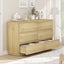 6 Drawer Chest of Drawers - Oak Look Handleless Lowboy Storage Cabinet