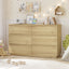 6 Drawer Chest of Drawers - Oak Look Handleless Lowboy Storage Cabinet