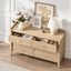 Scandinavian 12 Chest of Drawers Dresser Set of 2- Modern Lowboy Bedroom Cabinet,OAK