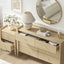 Natural Oak 6 Drawer Chest of Drawers Dresser Lowboy with Bedside Table Bedroom Storage Cabinet