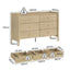 Natural Oak 6 Drawer Lowboy Dresser & 2 Bedside Tables Bedroom Storage Set