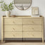 Natural Oak 6 Drawer Chest of Drawers Dresser Lowboy with Bedside Table Bedroom Storage Cabinet