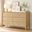 Natural Oak 6-Drawer Dresser - Modern Scandinavian Lowboy Chest