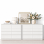 White 8 Chest of Drawers Set of 2 Lowboy Dresser Storage Wardrobe Cabinet Bedroom