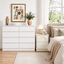 White 8 Drawer Lowboy Dresser & 2 Drawer Nightstand Set Bedroom Storage Cabinet