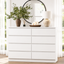 White 8 Drawer Chest of Drawers Dresser and 2 Nightstands Set for Bedroom Wardrobe Cabinet Set