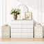 White 8 Drawer Chest of Drawers Dresser and 2 Nightstands Set for Bedroom Wardrobe Cabinet Set