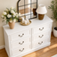 HAMPTON Vintage 6-Drawer Dresser: White Lowboy Chest of Drawers for Bedroom