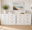 HAMPTON Vintage 12 Chest of Drawers Set of 2: White Lowboy Dressers for Bedroom