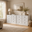 HAMPTON Vintage 12 Chest of Drawers Set of 2: White Lowboy Dressers for Bedroom