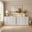 HAMPTON Vintage 12 Chest of Drawers Set of 2: White Lowboy Dressers for Bedroom