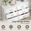 HAMPTON 3-Piece Bedroom Furniture Set: Vintage 6-Drawer Dresser & 2 Bedside Tables - White