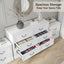 HAMPTON 3-Piece Bedroom Furniture Set: Vintage 6-Drawer Dresser & 2 Bedside Tables - White