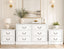 HAMPTON 3-Piece Bedroom Furniture Set: Vintage 6-Drawer Dresser & 2 Bedside Tables - White