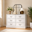 HAMPTON Vintage 6-Drawer Dresser: White Lowboy Chest of Drawers for Bedroom