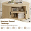 Fluted Round Coffee Table 80CM Drum Coffee Table with Sliding Tambour Door