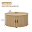 Fluted Round Coffee Tables Set of 2 End Tables 80CM Drum Coffee Tables