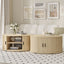 Fluted Round Coffee Tables Set of 2 End Tables 80CM Drum Coffee Tables