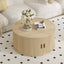 Fluted Round Coffee Table 80CM Drum Coffee Table with Sliding Tambour Door