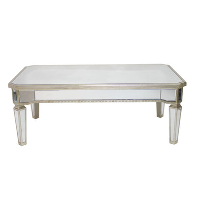 Mirrored Rectangular Coffee Table Antique Ribbed