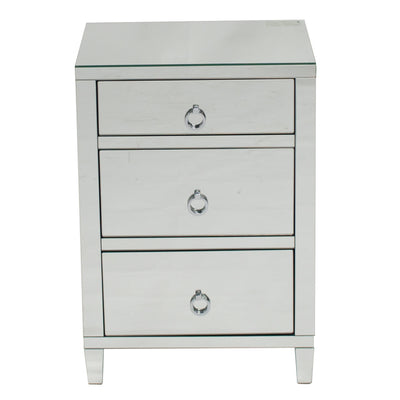 Glamour Mirrored 3 Drawer Bedside