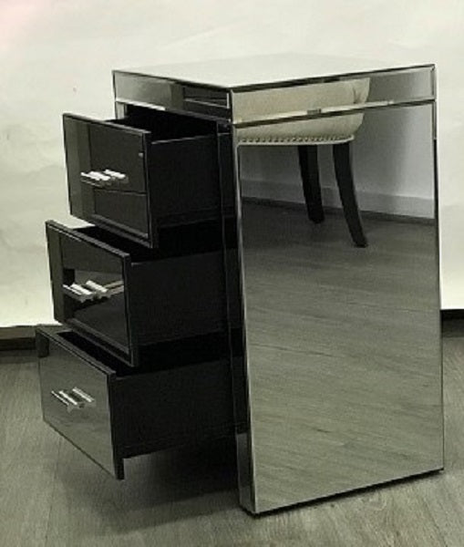 Mirrored Modern Bedside with 3 drawers on runners